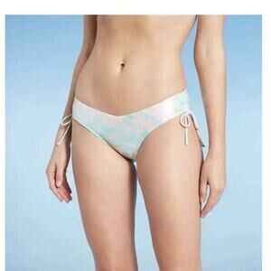 Xhilaration Metallic V-Front Side-Cinch Cheeky Bikini Bottom Tie-Dye Unicorn XS